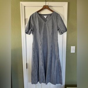 Vintage Liz Claiborne Cotton Dress Black and White Gingham with Puffed Sleeves